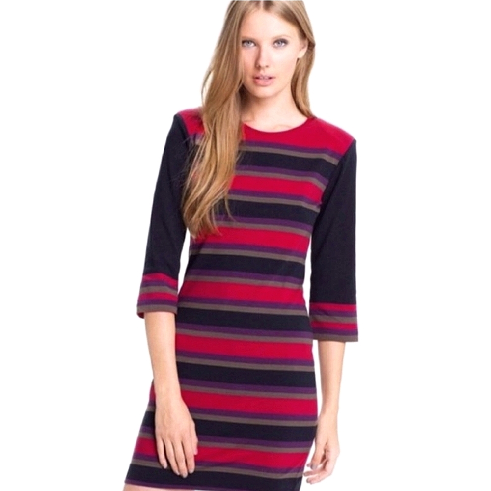 French Connection Jewel Tone Stripe Bodycon Dress